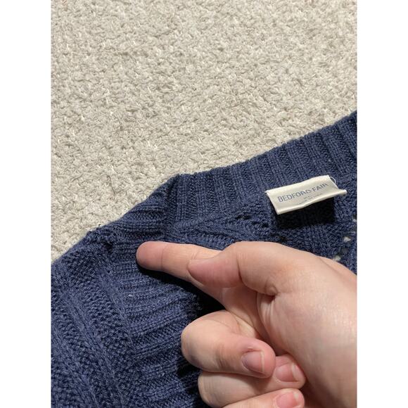 Bedford Fair Open Front Knit Cardigan Sweater Womens Sz XL USA Blue *Tiny Flaw - Picture 8 of 10